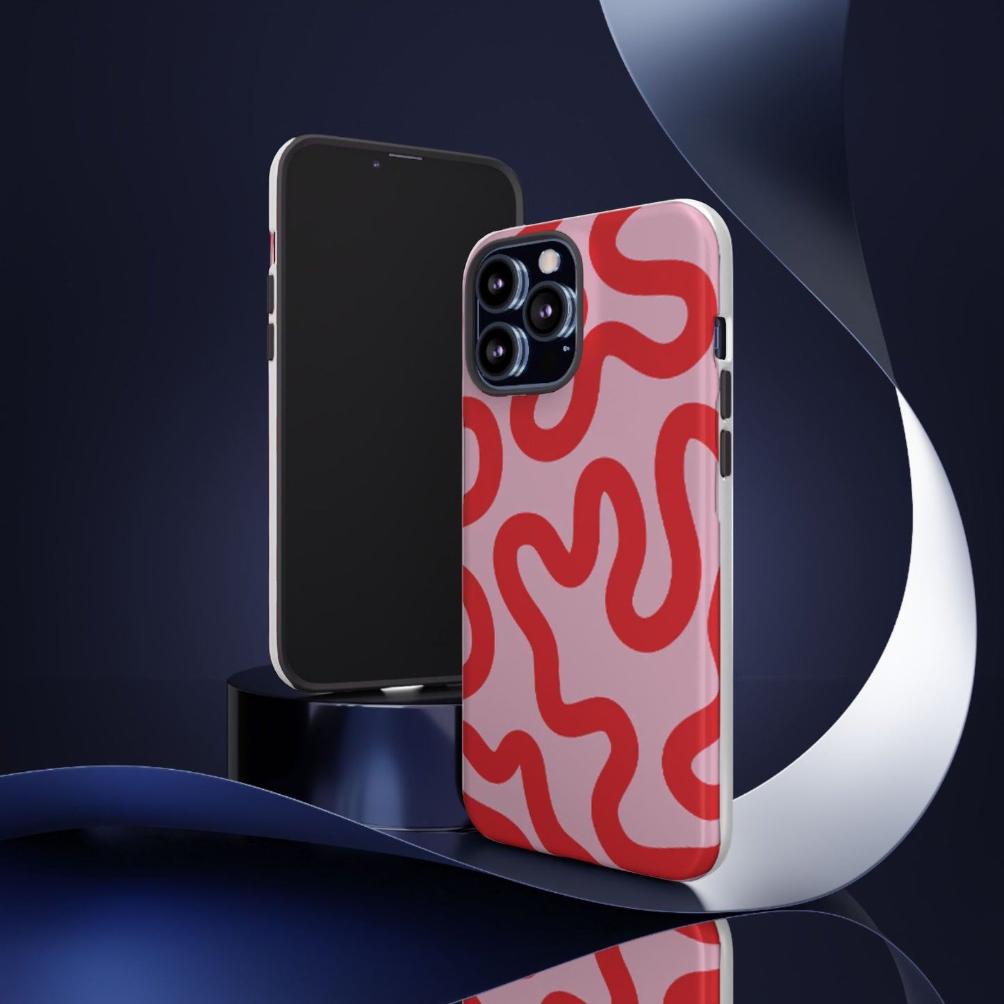 Swirl Lines Abstract Phone Case (Pink Red)