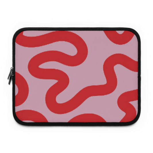 Swirl Lines Abstract Laptop Sleeve (Pink Red)