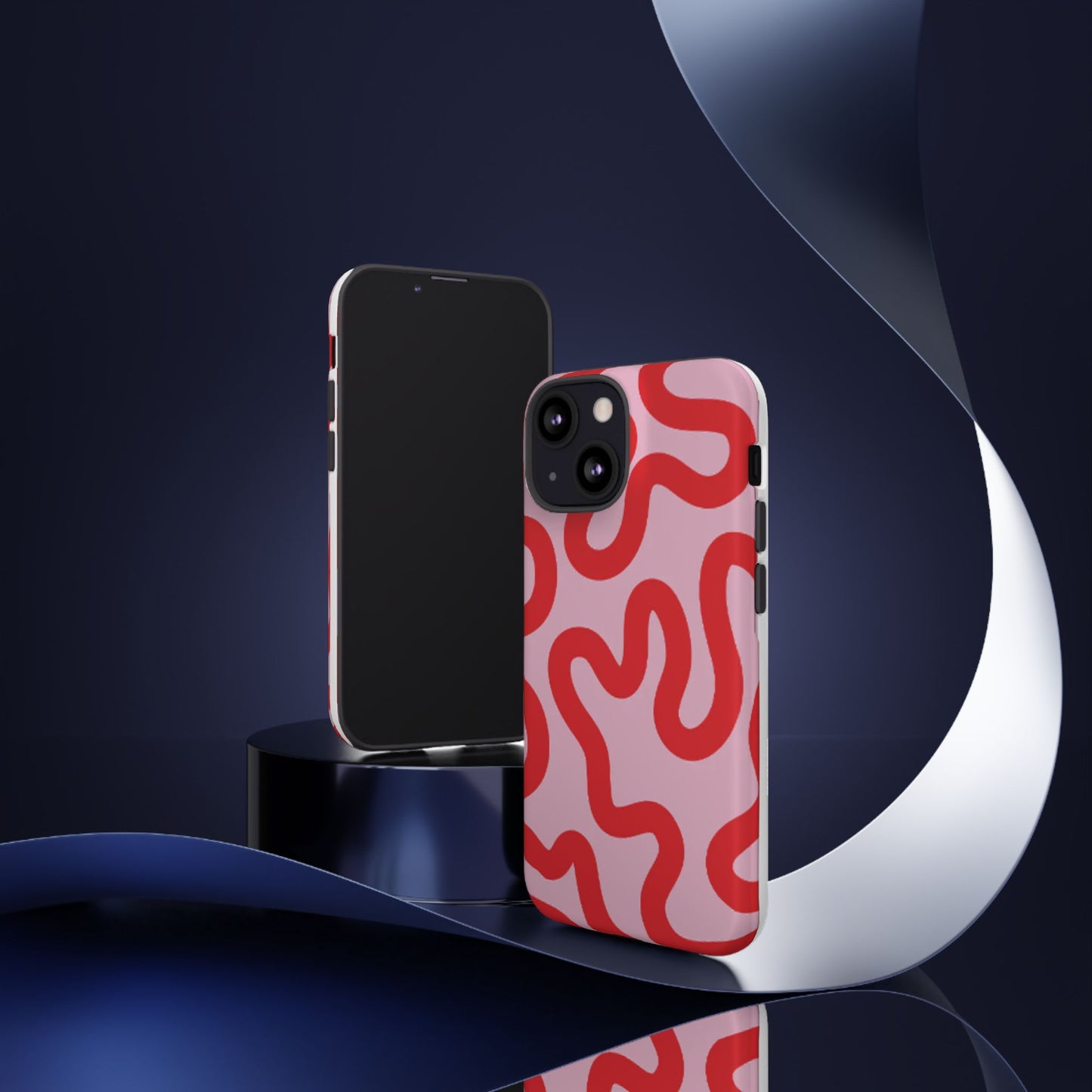 Swirl Lines Abstract Phone Case (Pink Red)