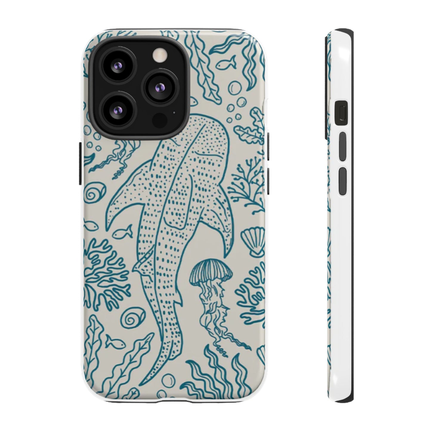 Whale Shark Coral Reef Phone Case (Beige Blue)