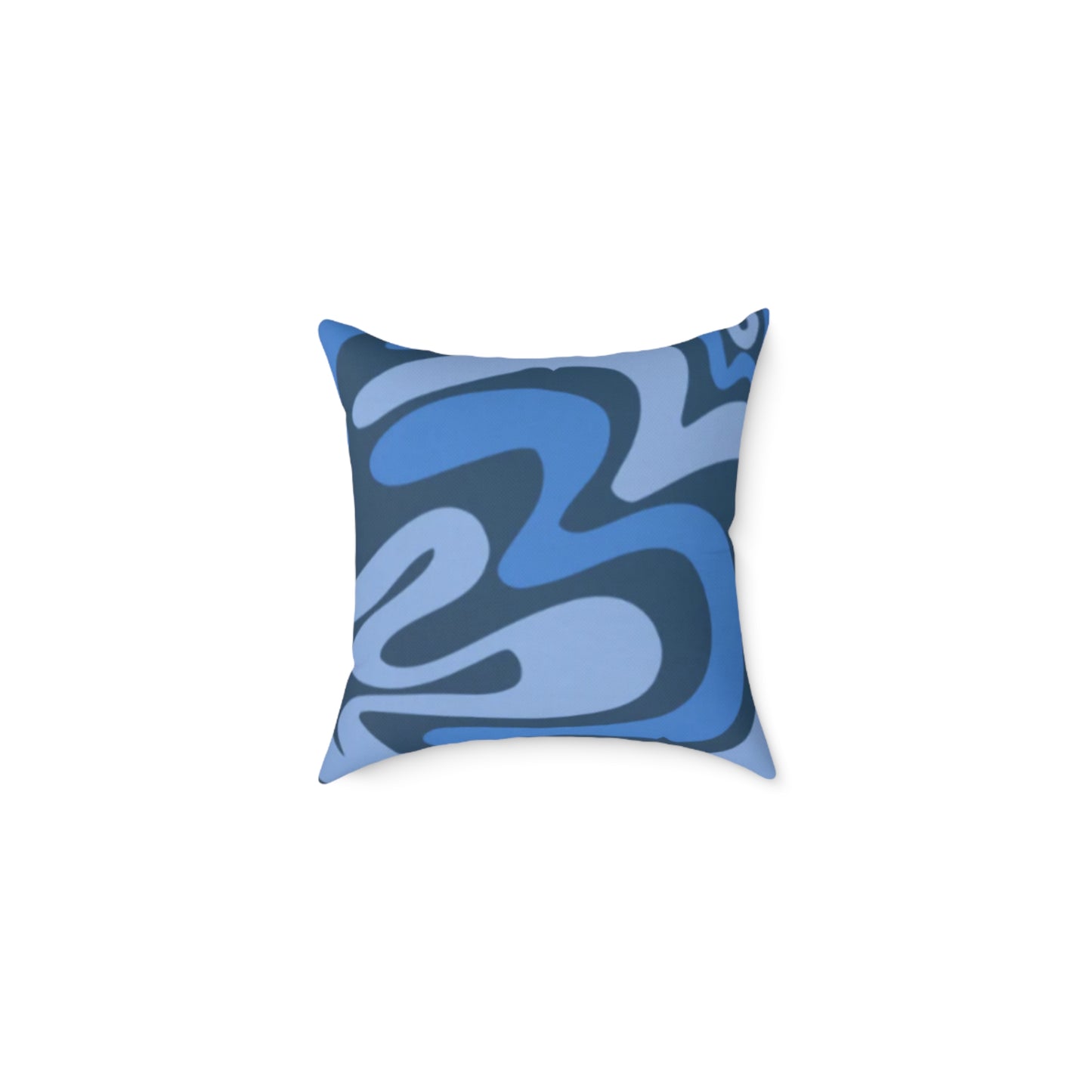 Swirl Lines Abstract Square Cushion (Blue)