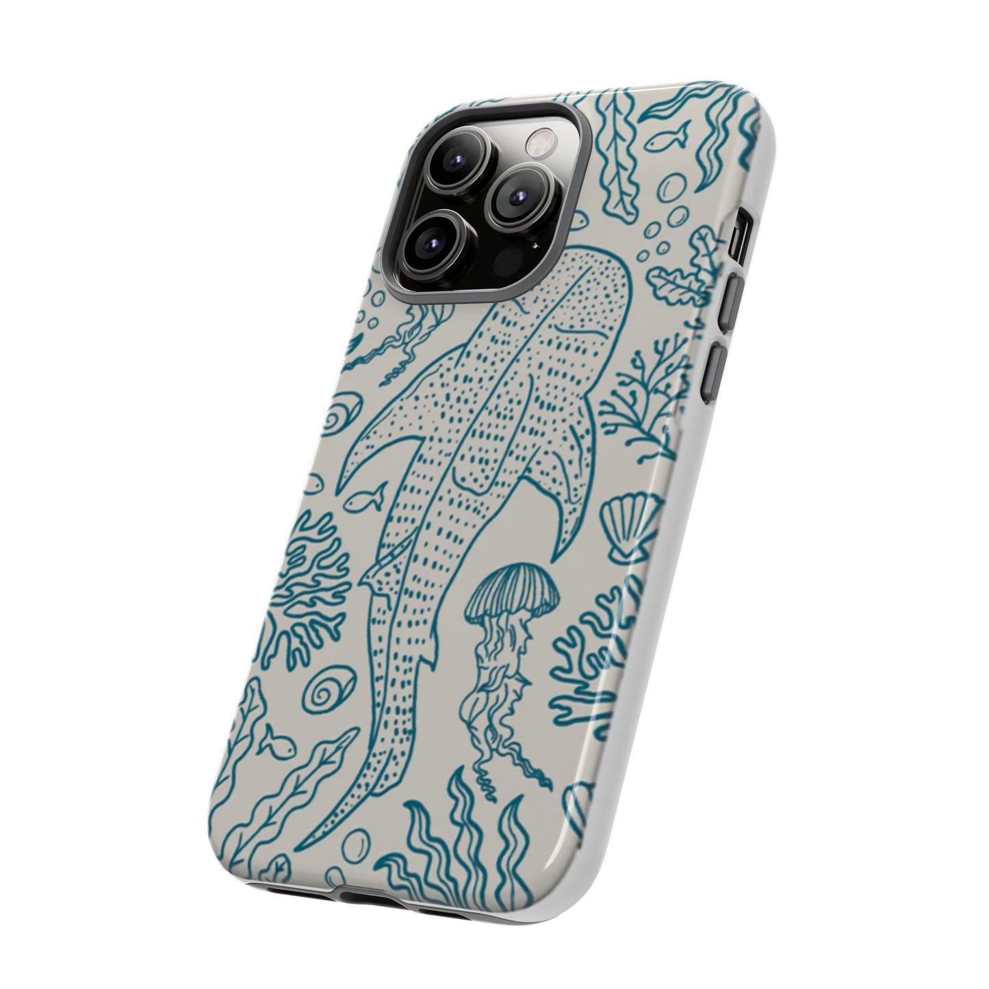 Whale Shark Coral Reef Phone Case (Beige Blue)