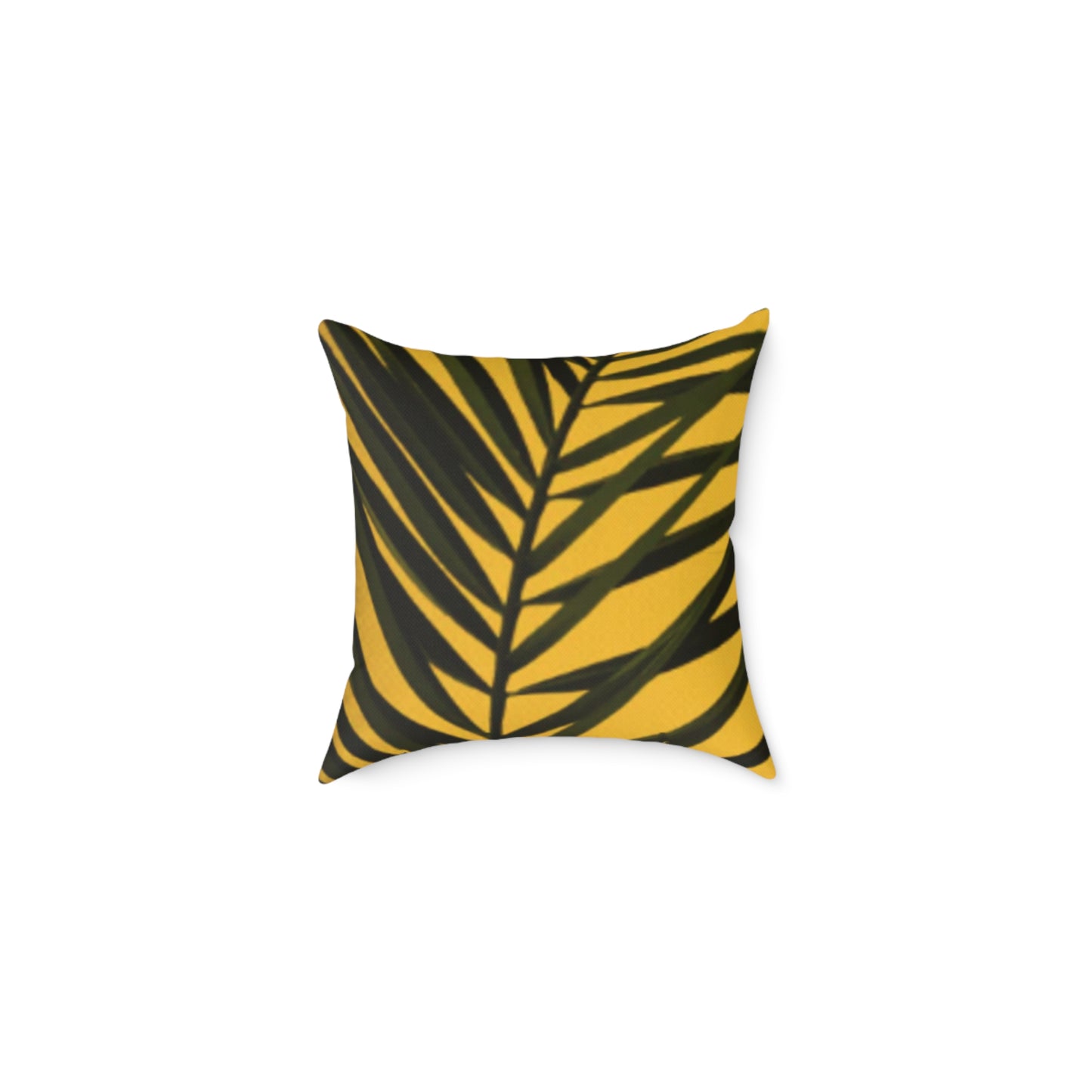 Green Palm Leaves Square Cushion (Yellow)