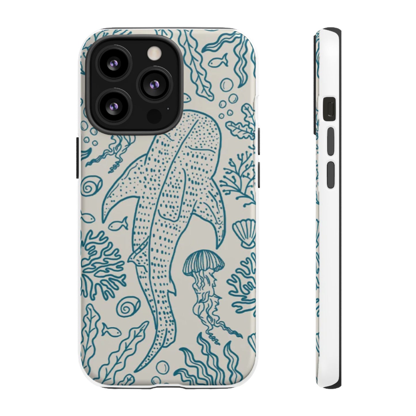 Whale Shark Coral Reef Phone Case (Beige Blue)