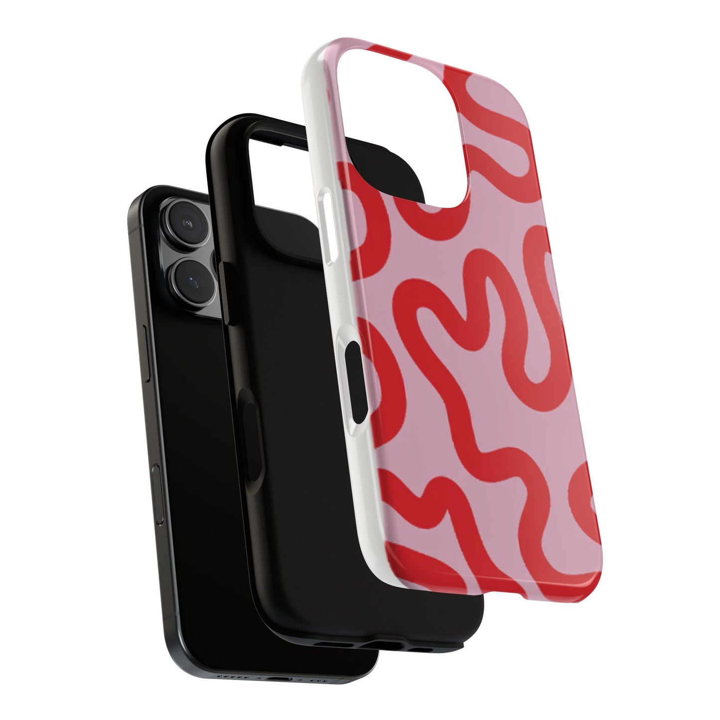 Swirl Lines Abstract Phone Case (Pink Red)