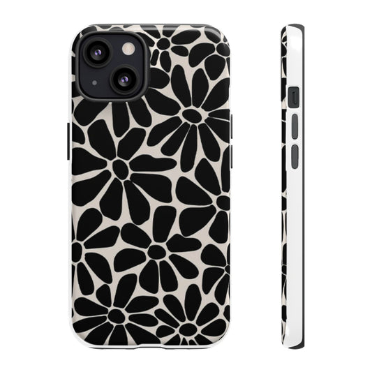 Retro Floral By Gavthomeu Phone Case (Black and White)