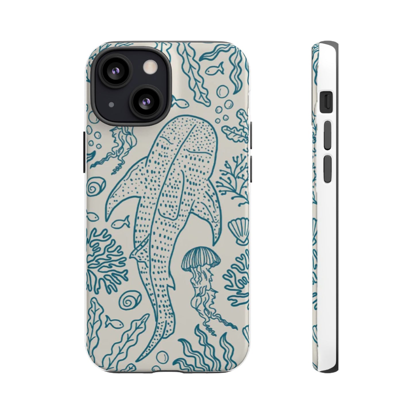 Whale Shark Coral Reef Phone Case (Beige Blue)