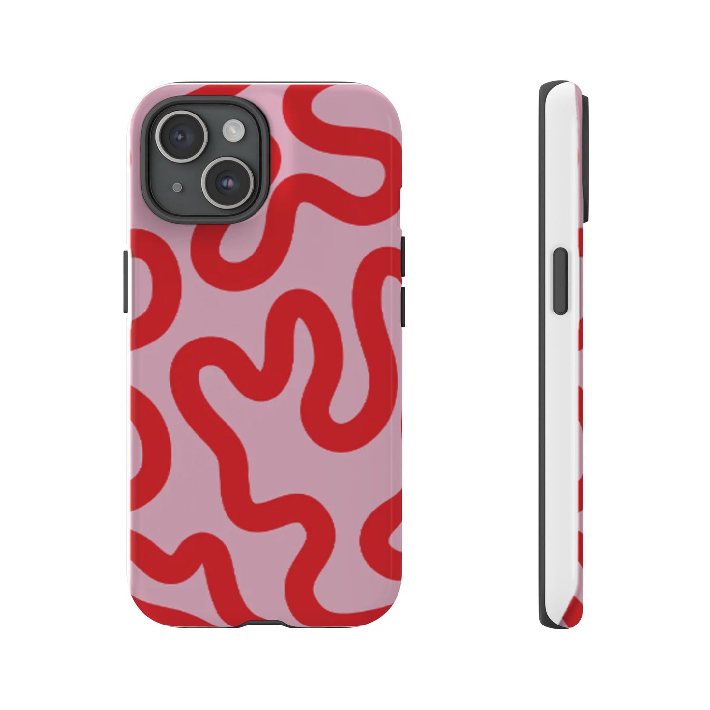 Swirl Lines Abstract Phone Case (Pink Red)