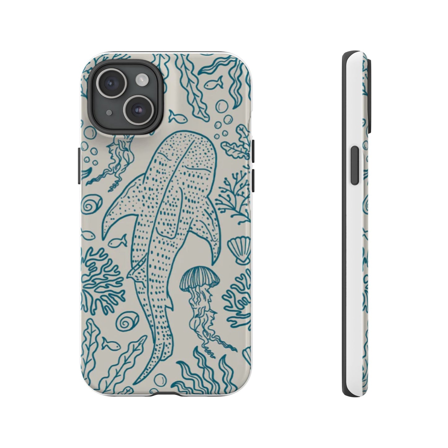 Whale Shark Coral Reef Phone Case (Beige Blue)