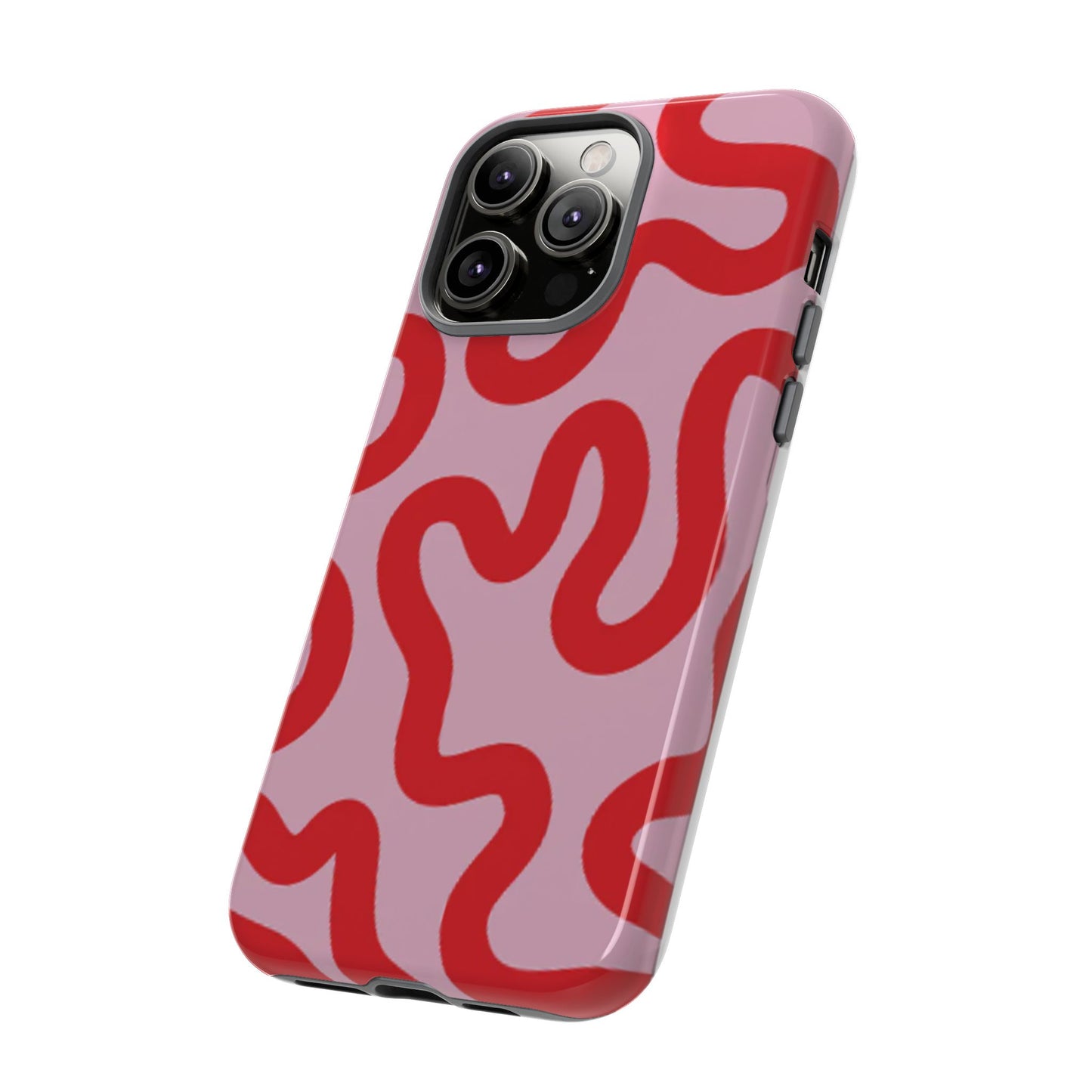 Swirl Lines Abstract Phone Case (Pink Red)