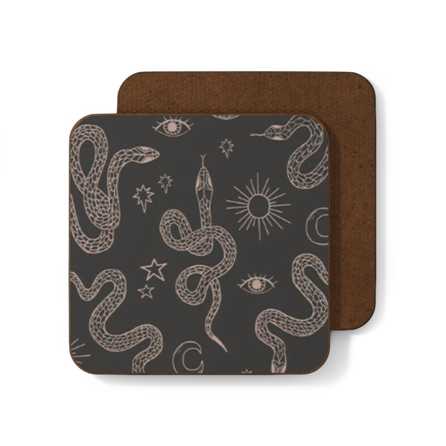 Mystic Snake Line Art Drinks Coaster (Ash)