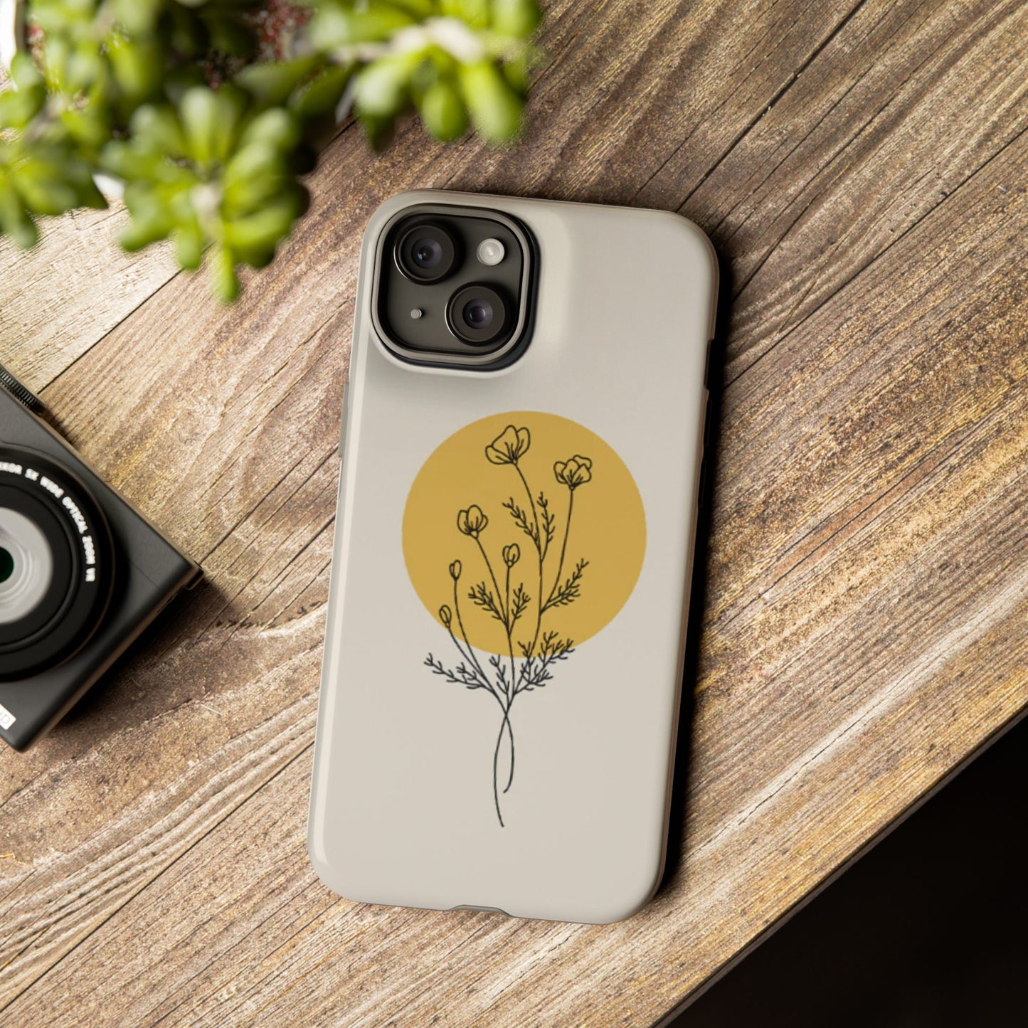 Modern Minimalist Flower Phone Case (Cream)