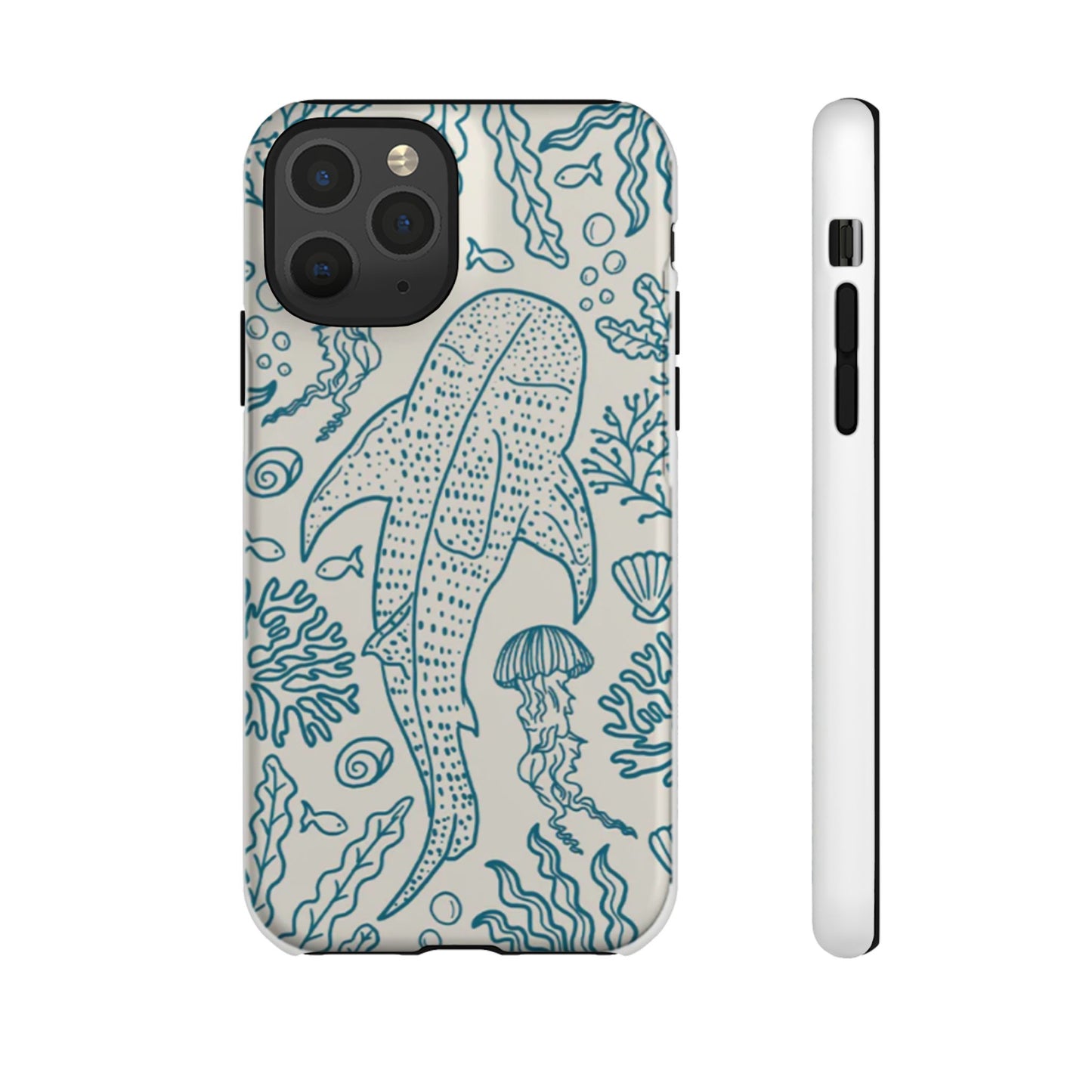 Whale Shark Coral Reef Phone Case (Beige Blue)