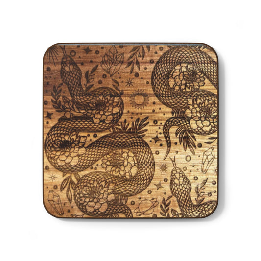 Mystic Snake Line Art Drinks Coaster (Ash)