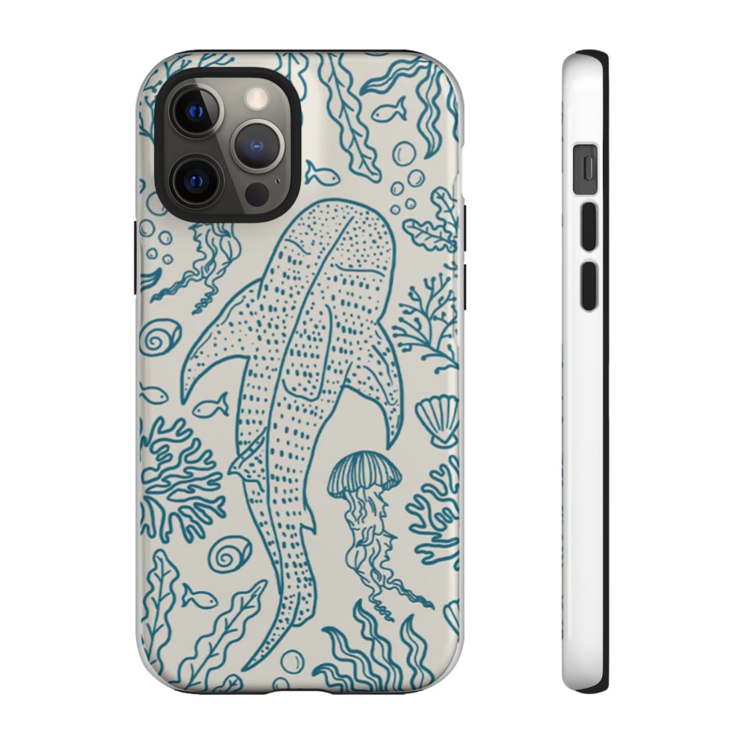 Whale Shark Coral Reef Phone Case (Beige Blue)