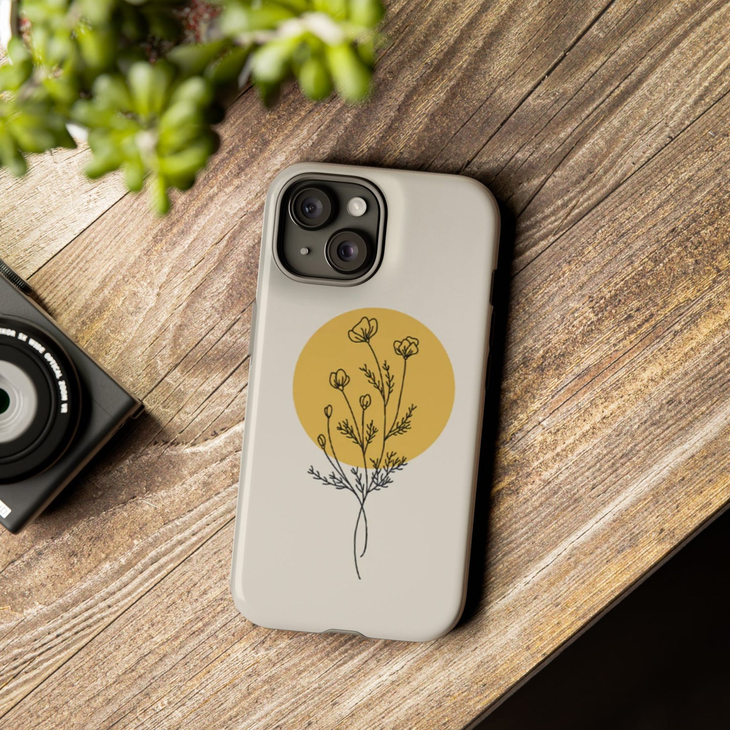 Modern Minimalist Flower Phone Case (Cream)