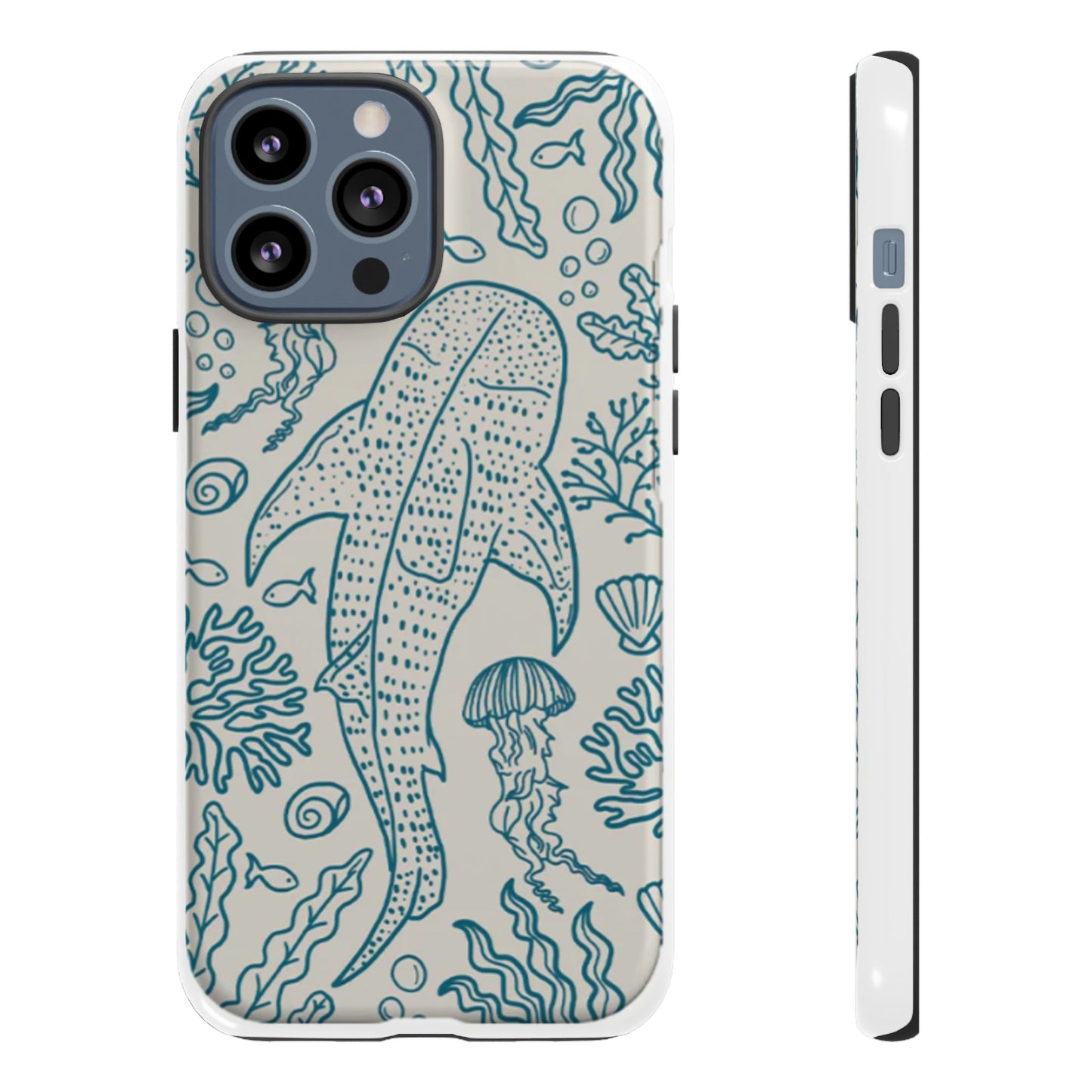 Whale Shark Coral Reef Phone Case (Beige Blue)