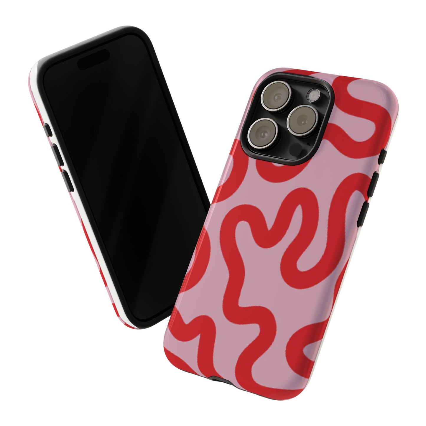 Swirl Lines Abstract Phone Case (Pink Red)