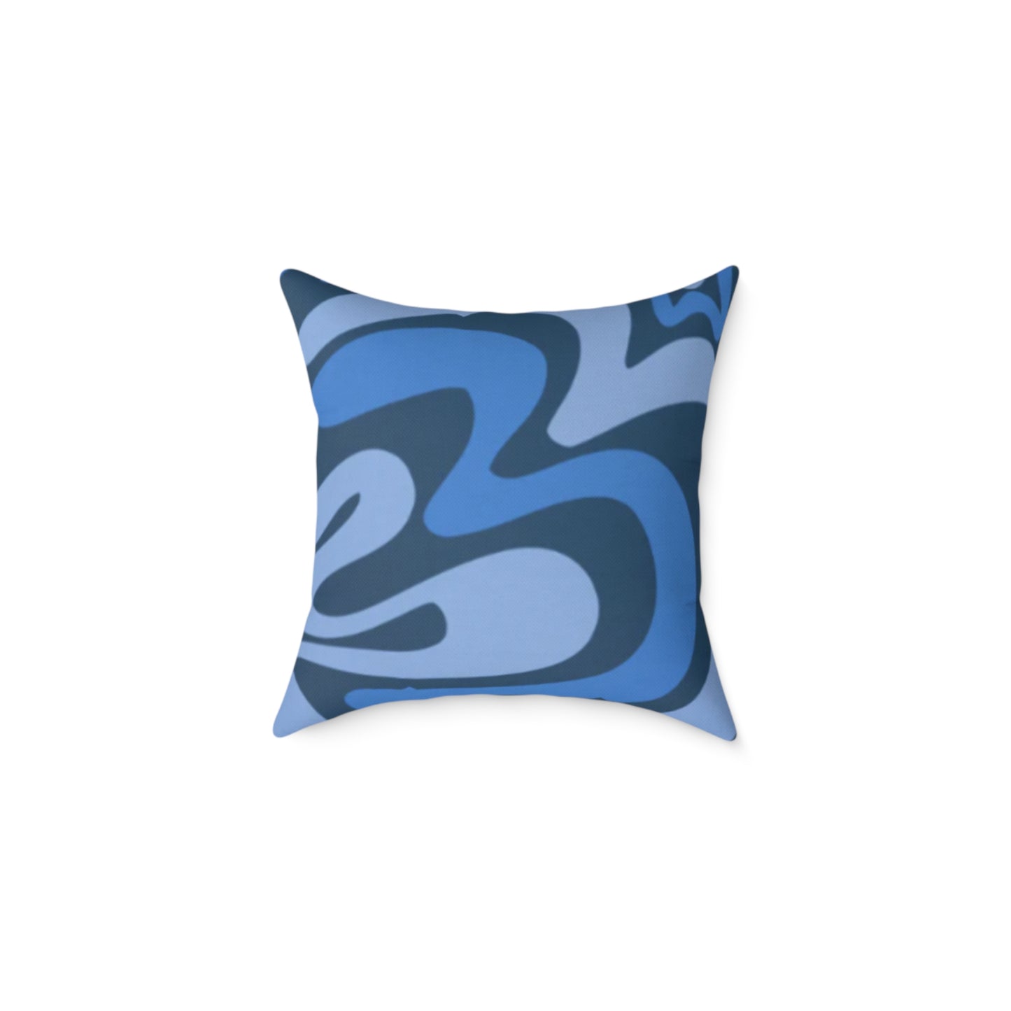 Swirl Lines Abstract Square Cushion (Blue)