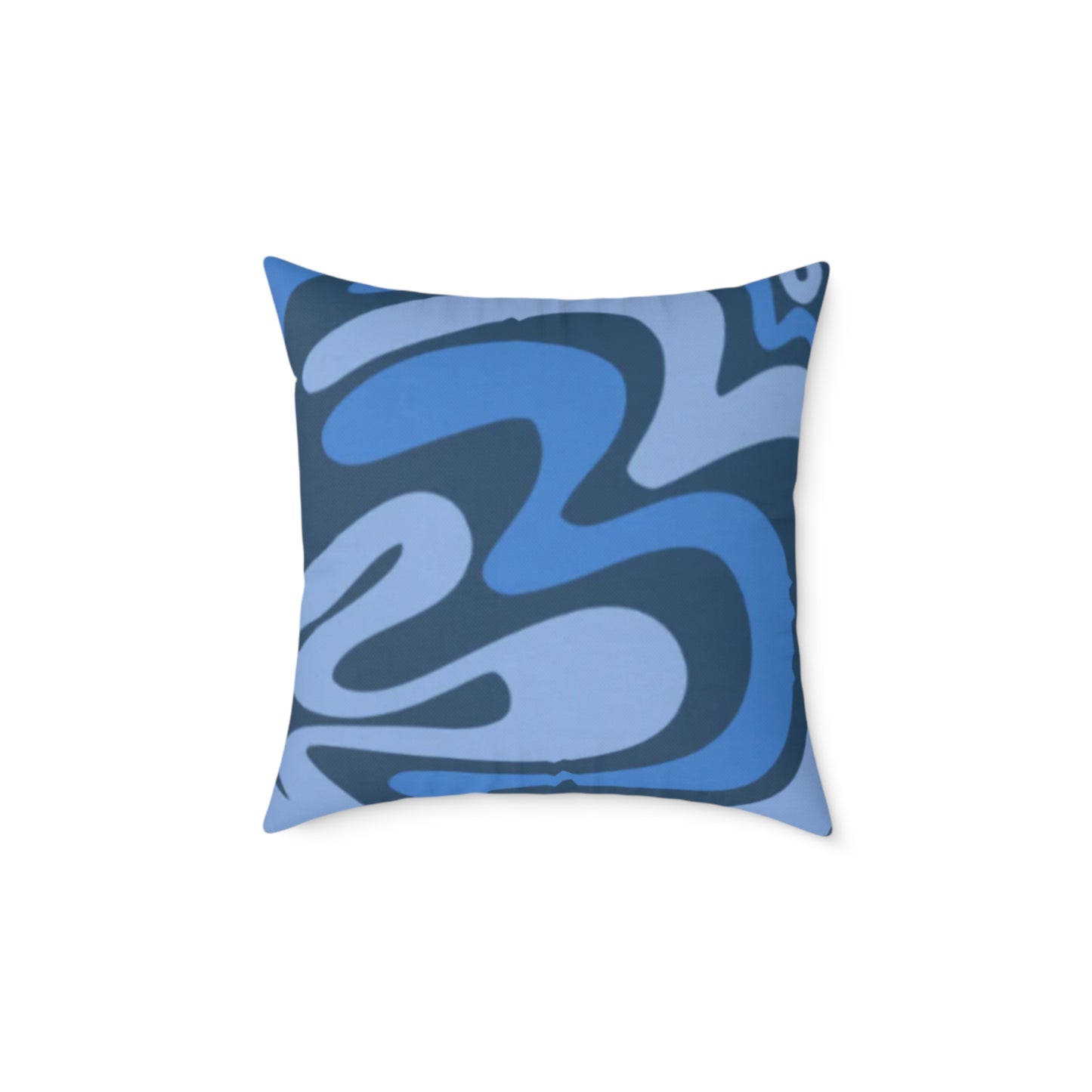 Swirl Lines Abstract Square Cushion (Blue)