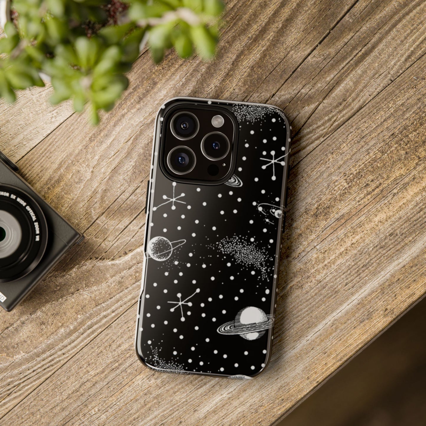 Planet Galaxy Dot Eye Phone Case (Black)