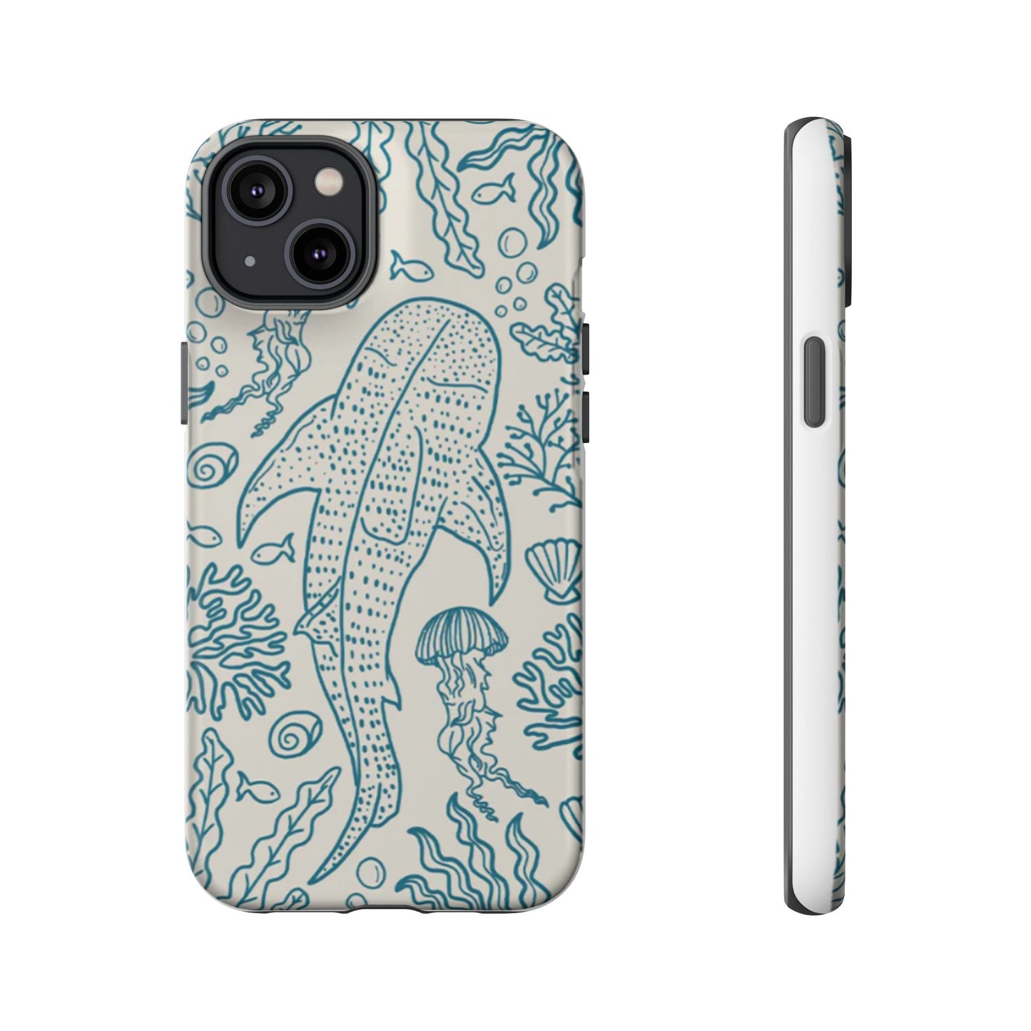 Whale Shark Coral Reef Phone Case (Beige Blue)