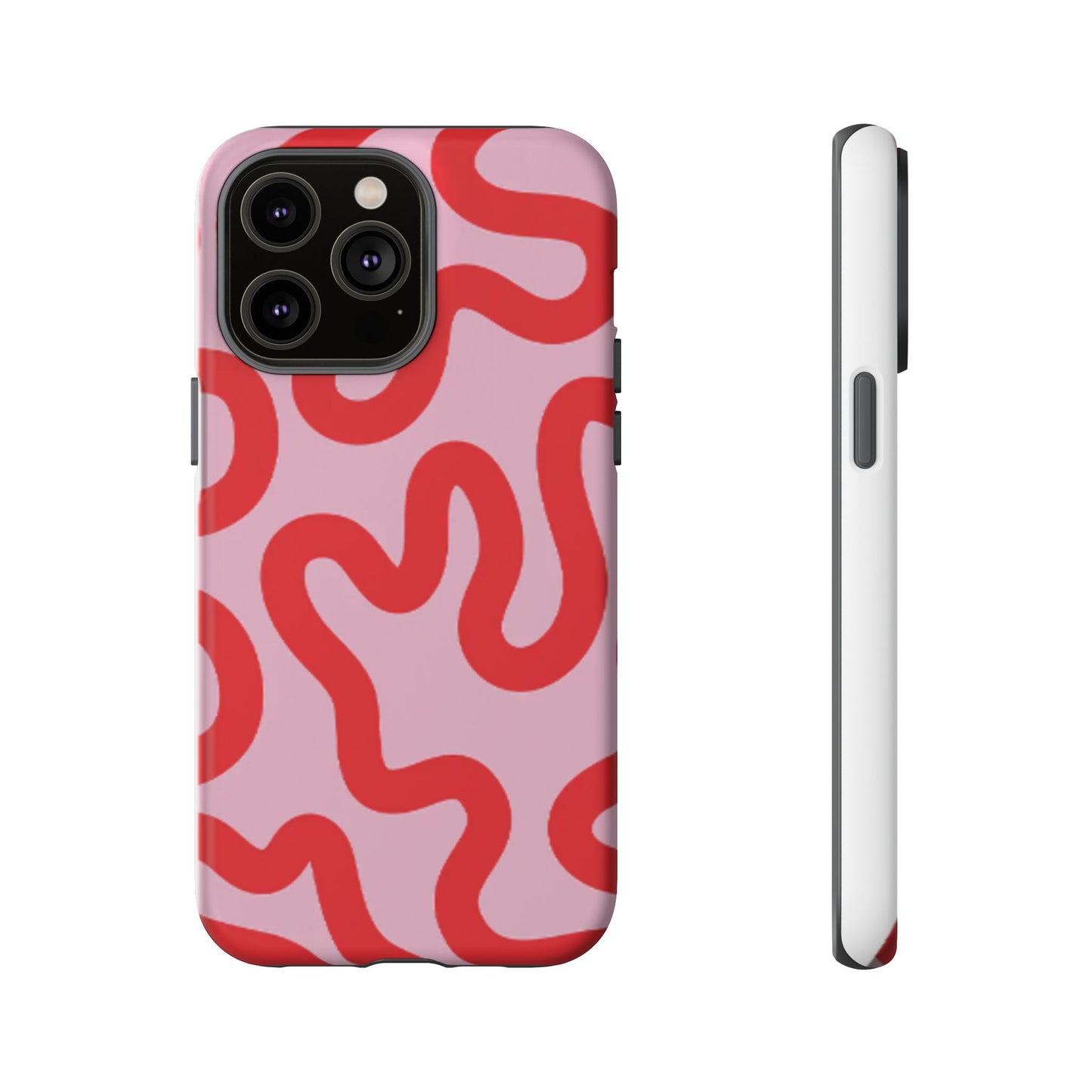 Swirl Lines Abstract Phone Case (Pink Red)