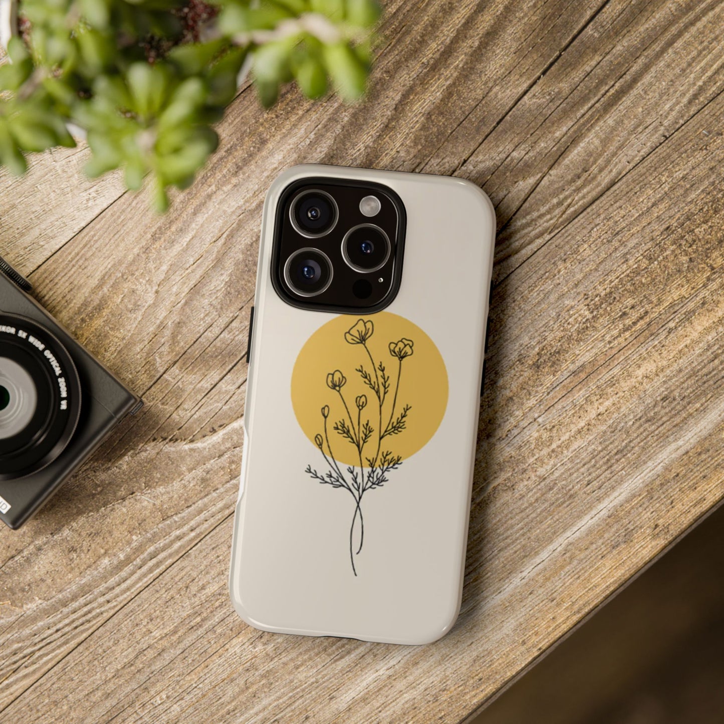 Modern Minimalist Flower Phone Case (Cream)