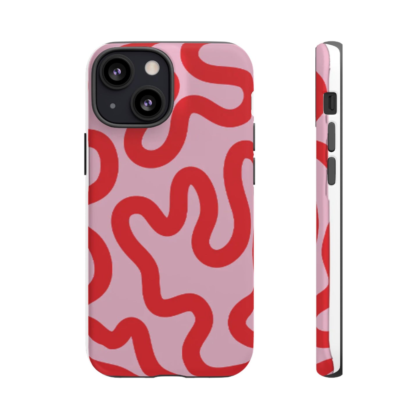 Swirl Lines Abstract Phone Case (Pink Red)