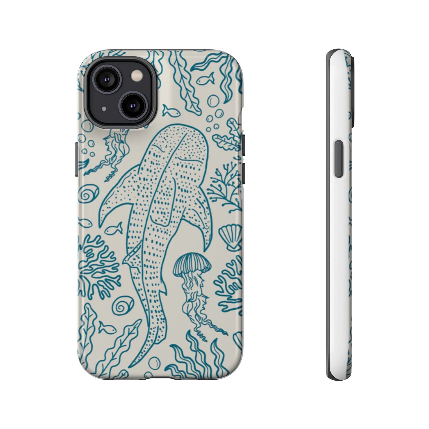 Whale Shark Coral Reef Phone Case (Beige Blue)