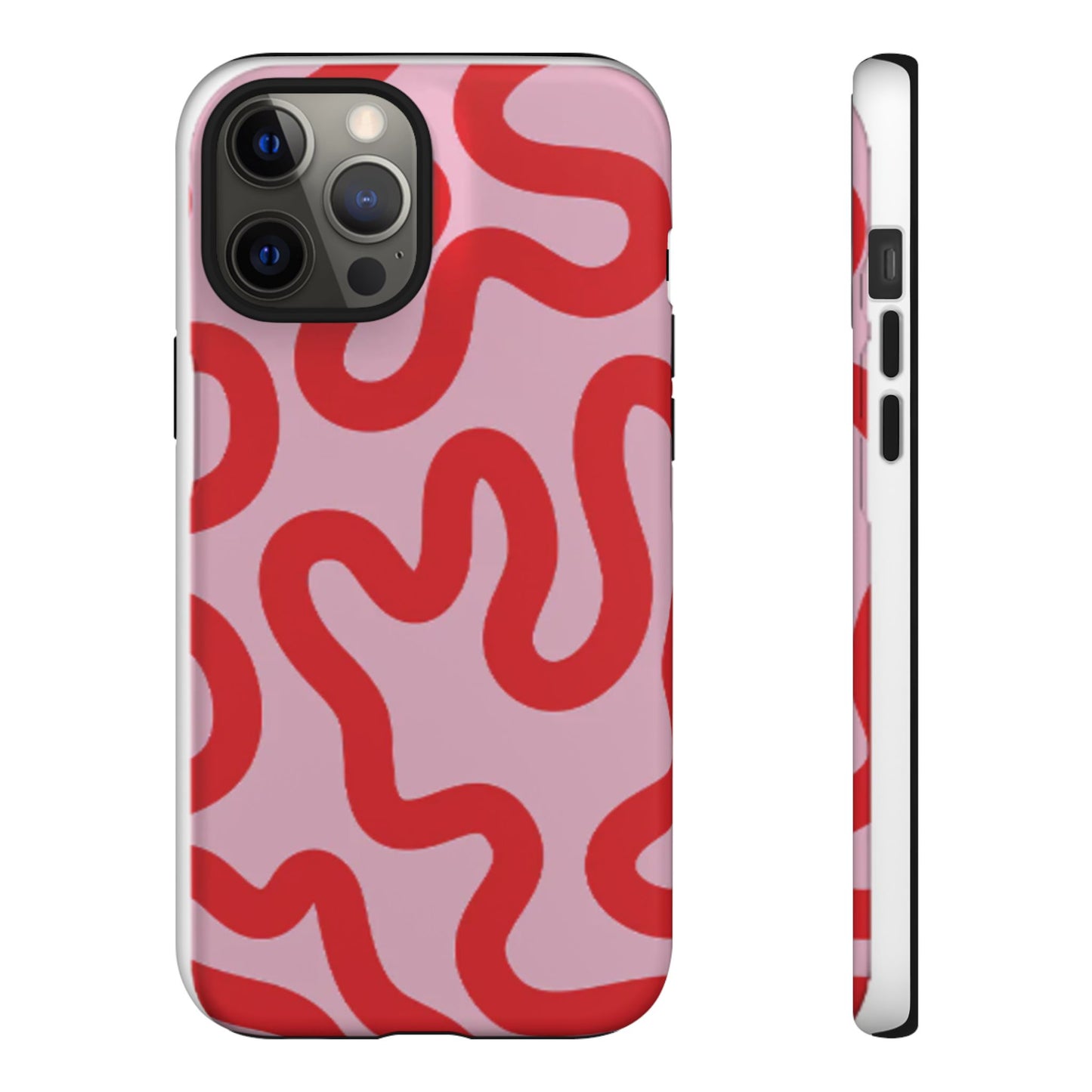 Swirl Lines Abstract Phone Case (Pink Red)