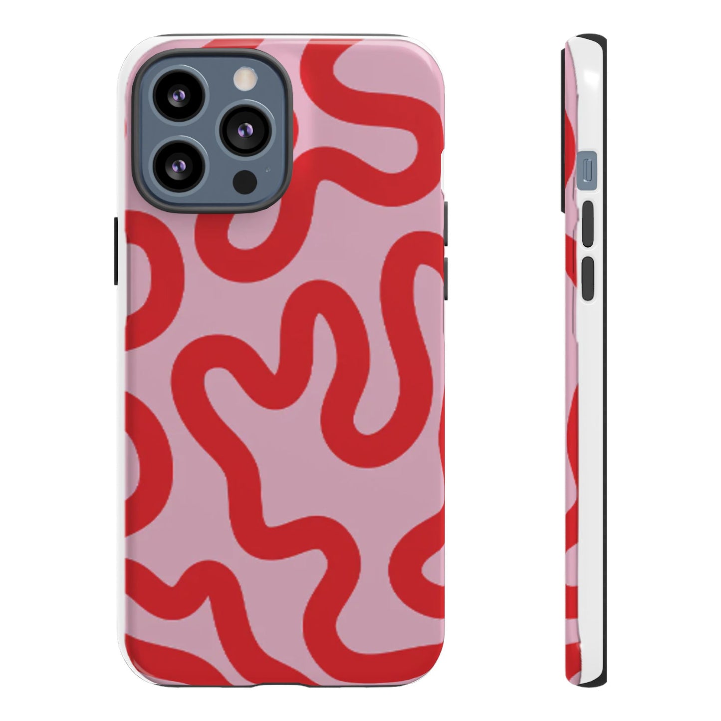 Swirl Lines Abstract Phone Case (Pink Red)