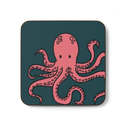 Line Art Octopus Drinks Coaster (Teal)