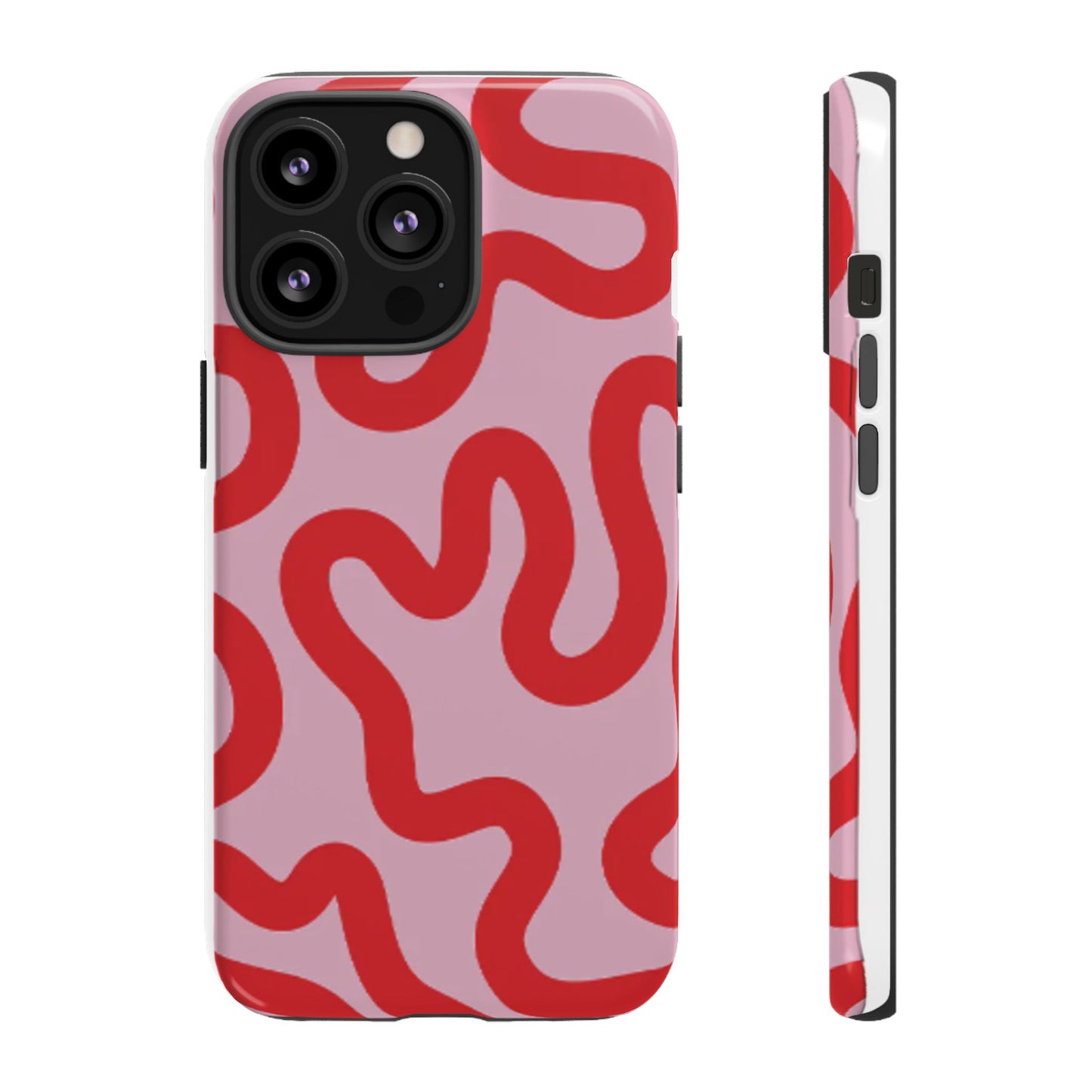 Swirl Lines Abstract Phone Case (Pink Red)