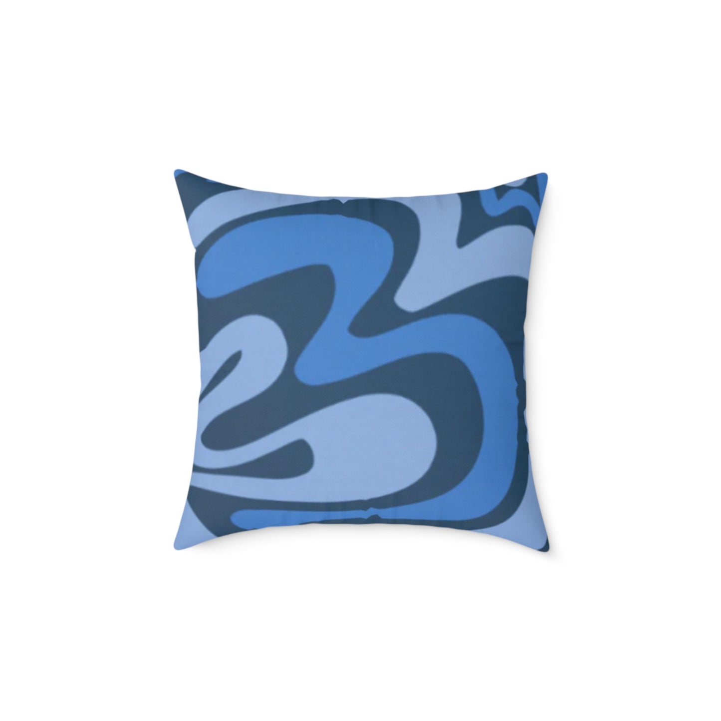 Swirl Lines Abstract Square Cushion (Blue)