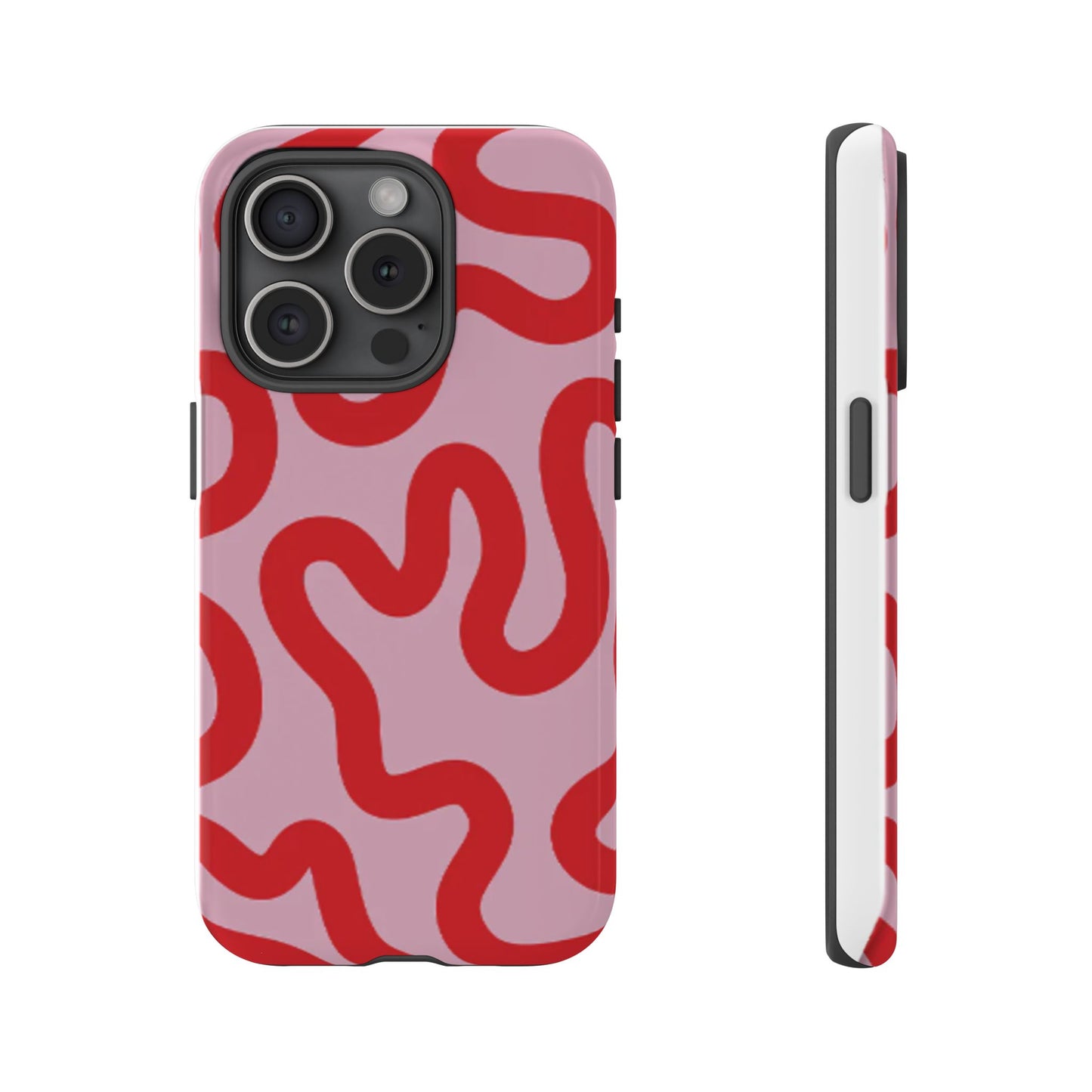 Swirl Lines Abstract Phone Case (Pink Red)