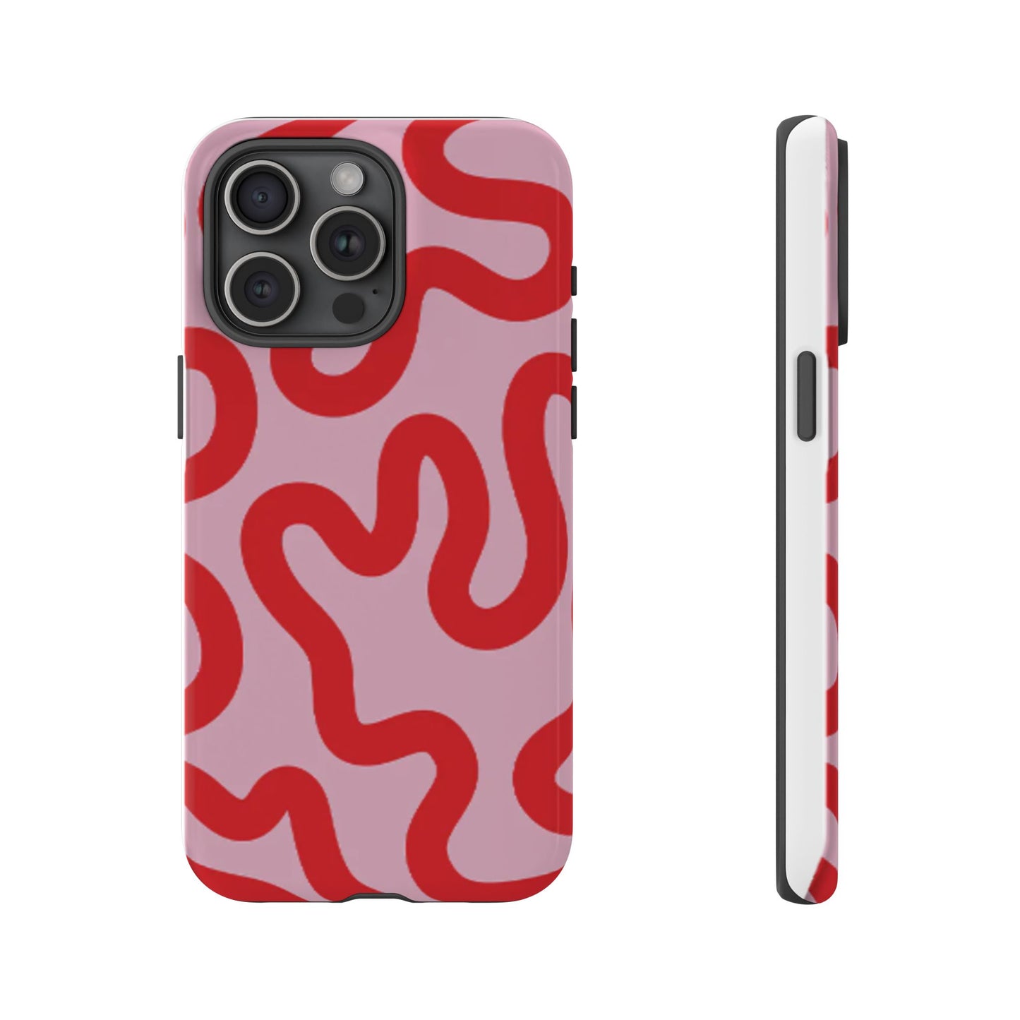 Swirl Lines Abstract Phone Case (Pink Red)