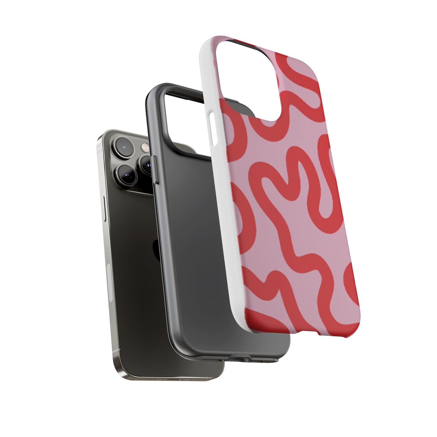 Swirl Lines Abstract Phone Case (Pink Red)