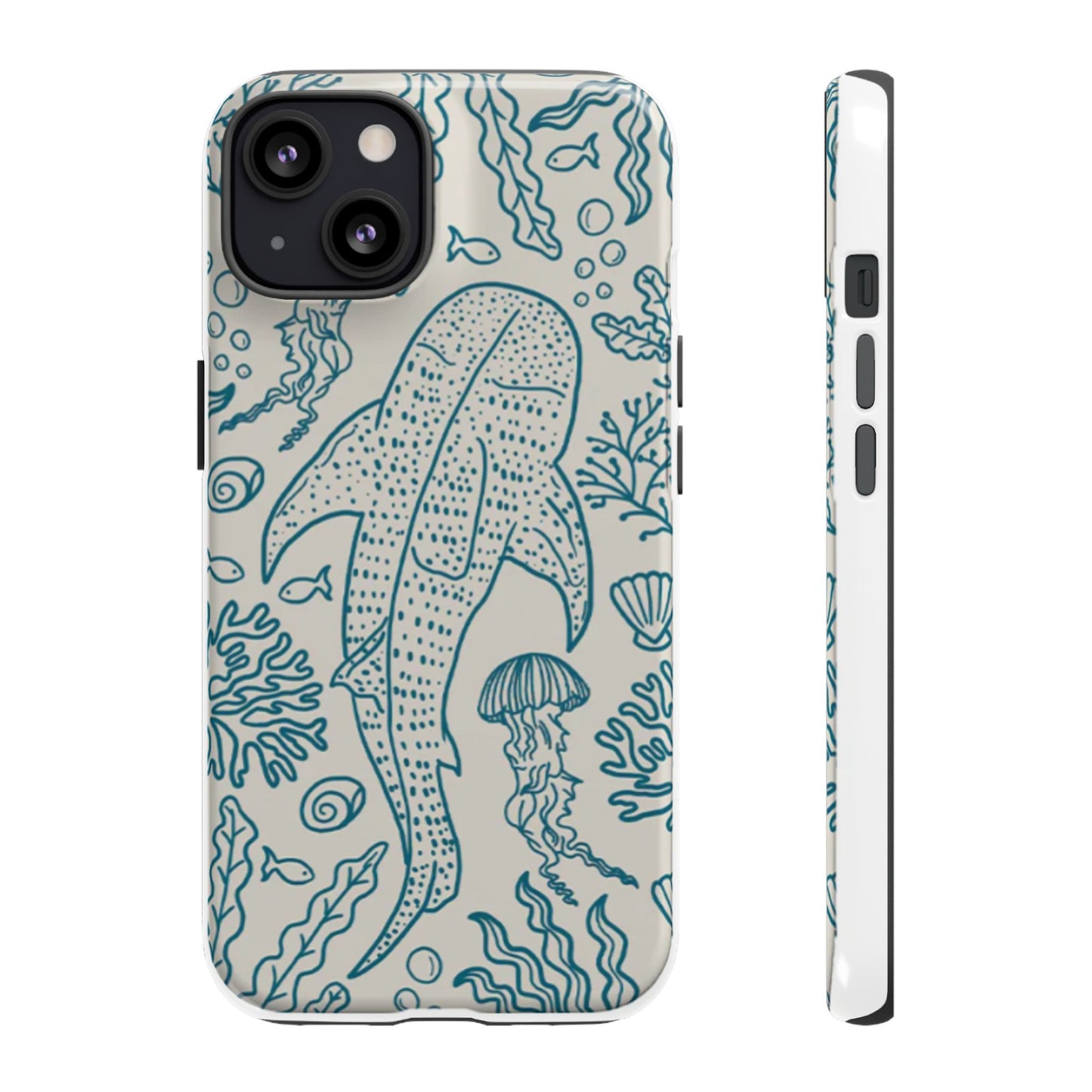 Whale Shark Coral Reef Phone Case (Beige Blue)