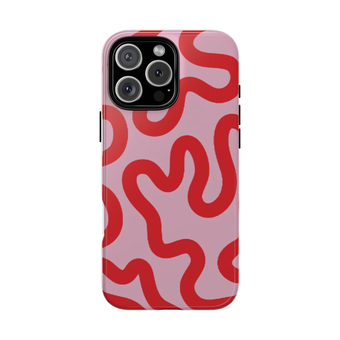 Swirl Lines Abstract Phone Case (Pink Red)