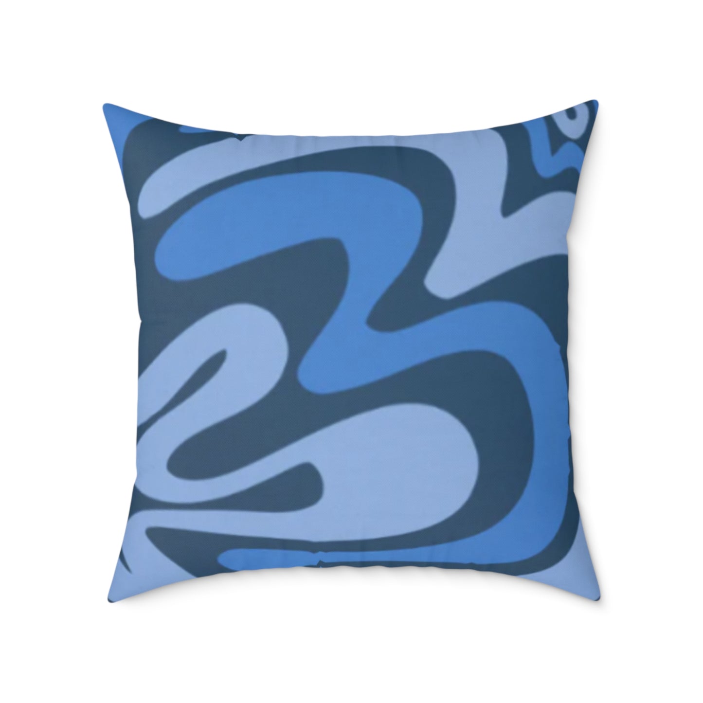 Swirl Lines Abstract Square Cushion (Blue)