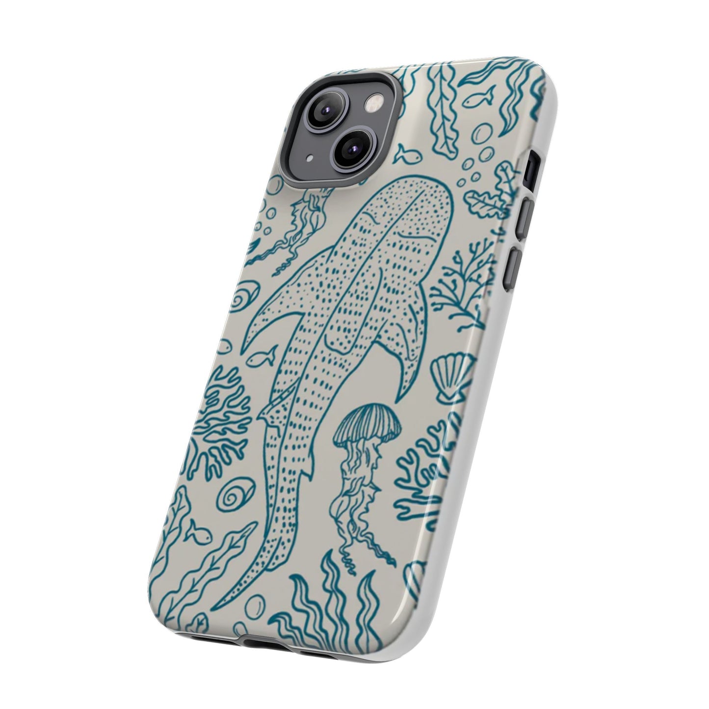 Whale Shark Coral Reef Phone Case (Beige Blue)