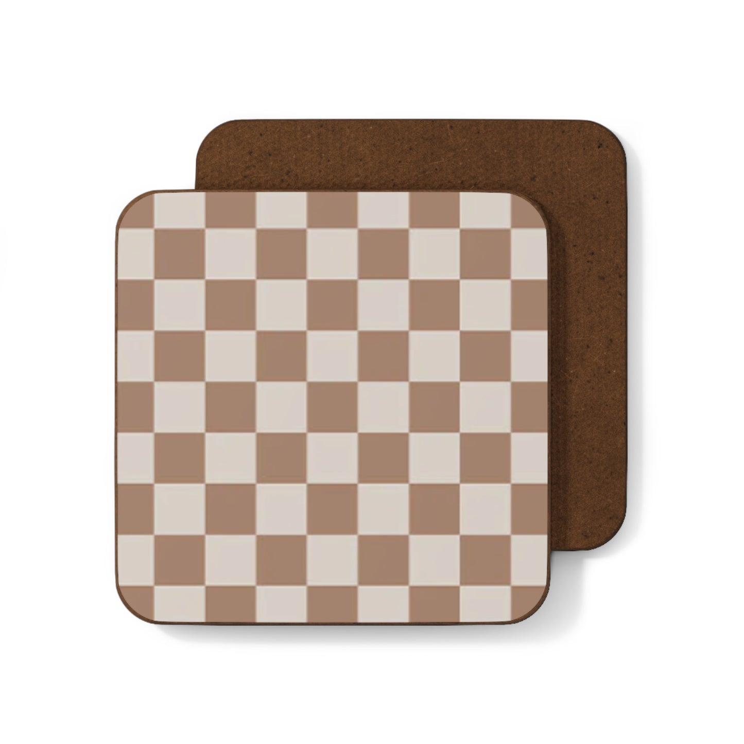 Check Pattern Drinks Coaster (Brown Beige)