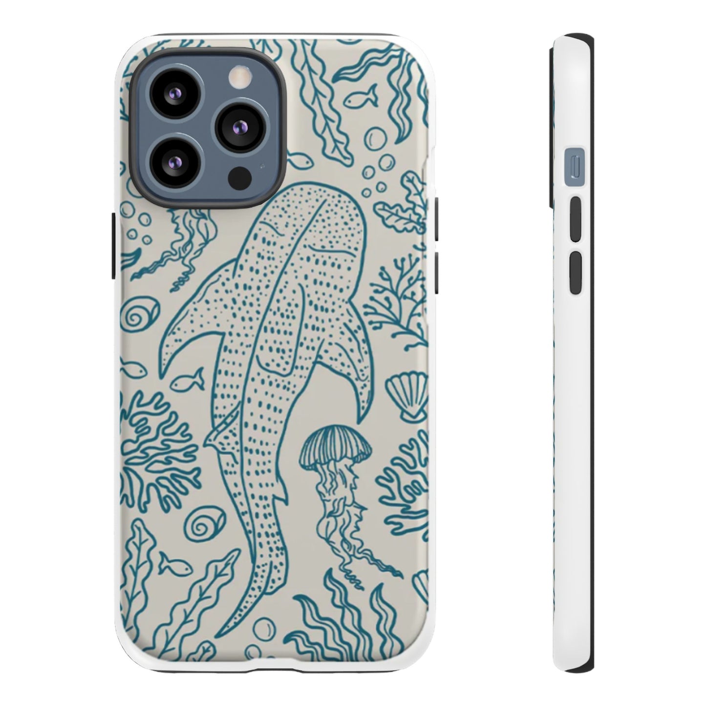 Whale Shark Coral Reef Phone Case (Beige Blue)