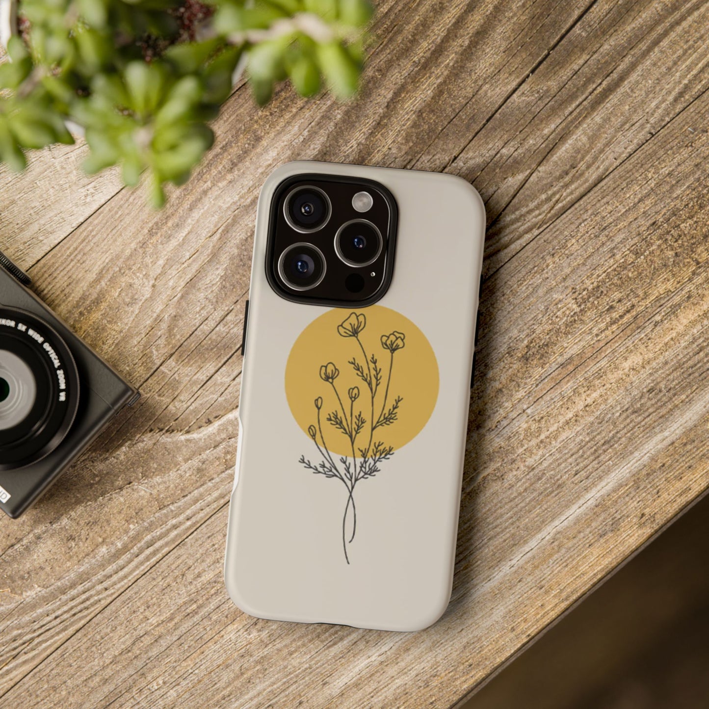 Modern Minimalist Flower Phone Case (Cream)